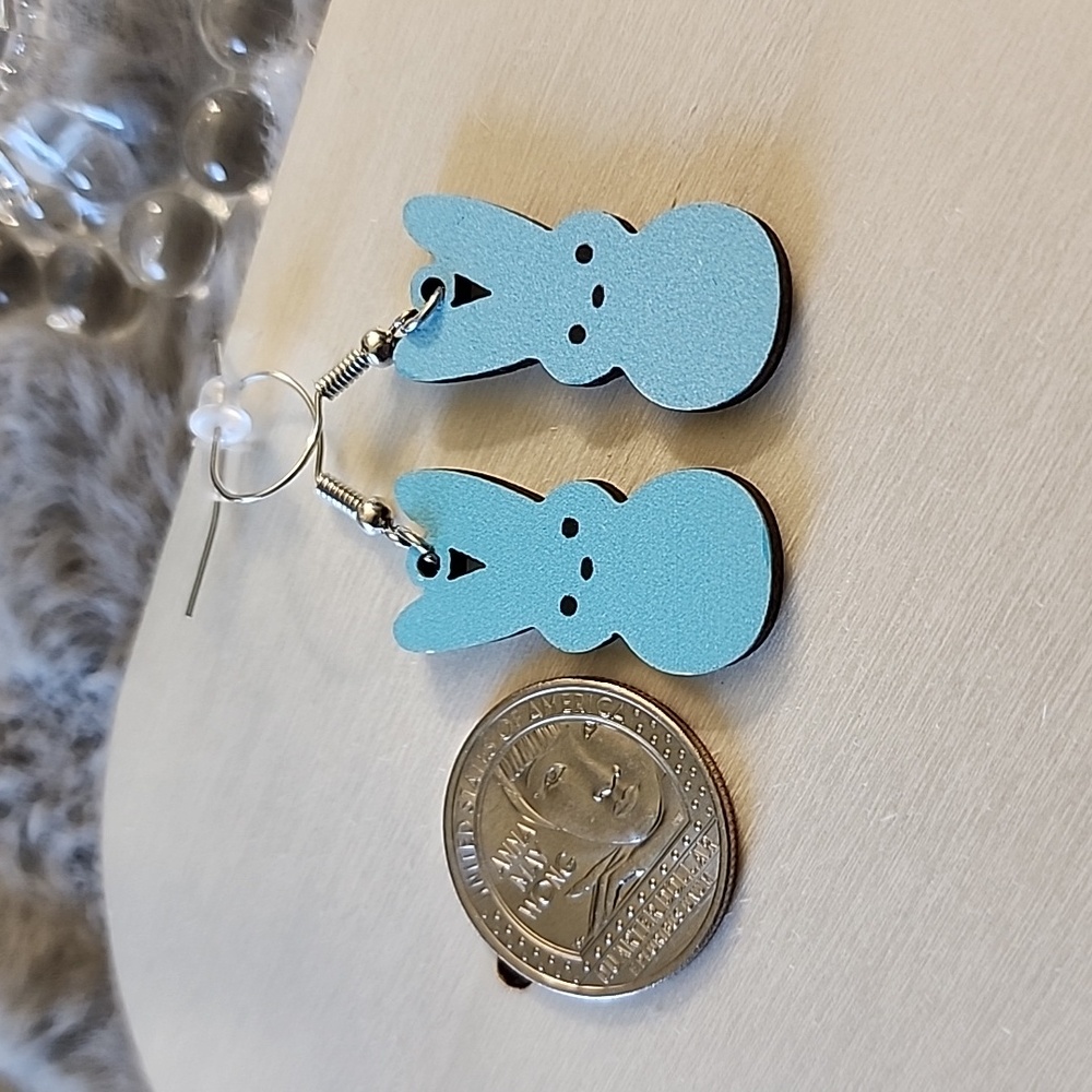 Cute Blue Peep Bunny Earrings - Picture 2 of 3